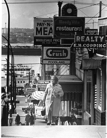 1975: Looking down Lower Lonsdale from 3rd Street in North Vancouver.