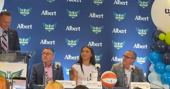 WNBA rookie Azzi Fudd, dubbed "The People's Princess", is introduced by the Dallas Wings