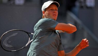 Jannik Sinner in action against Cameron Norrie on Tuesday at the Mutua Madrid Open.