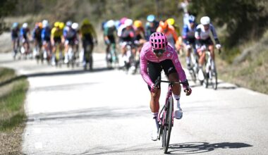 Richard Carapaz on the attack during the 2026 Volta a Catalunya