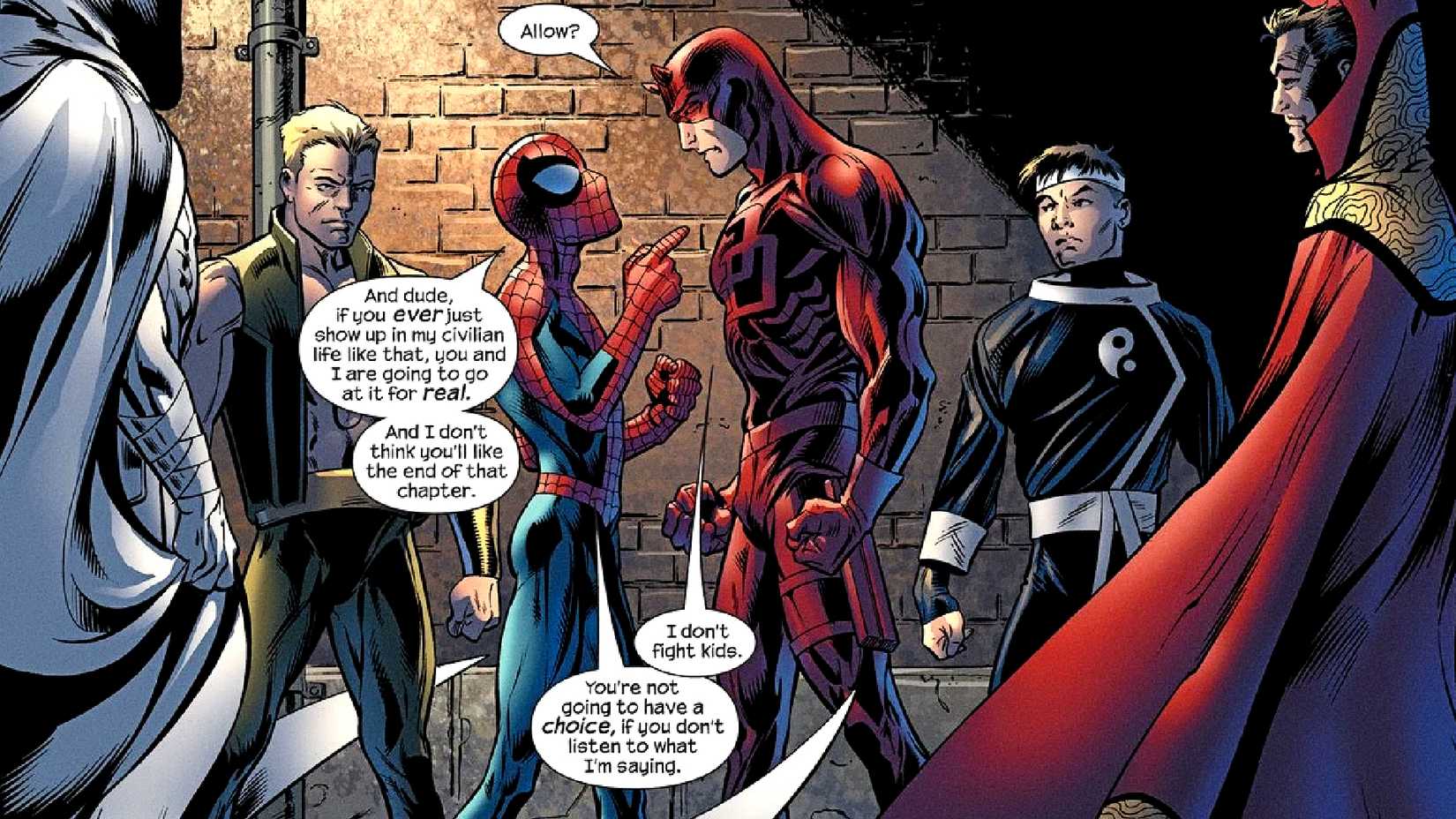Spider-Man defies Daredevil in Marvel's Ultimate Universe Earth-1610