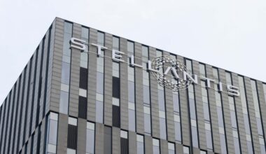 Stellantis logo on a building.