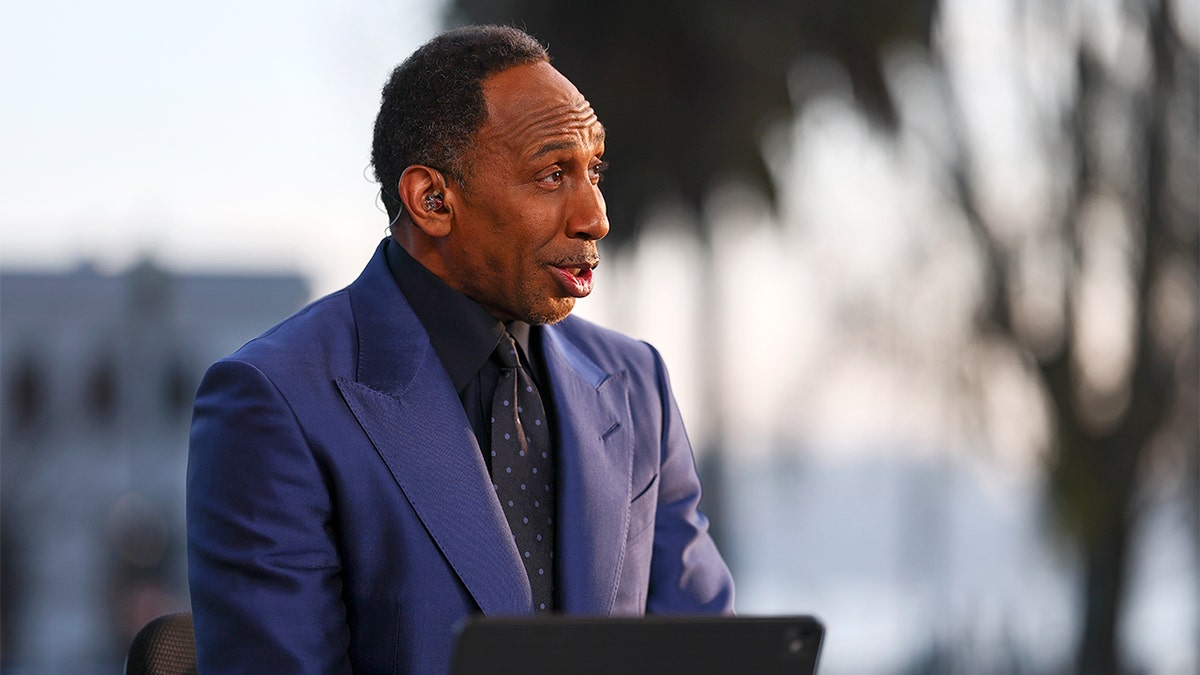 Stephen A. Smith speaking on the set of First Take in San Francisco