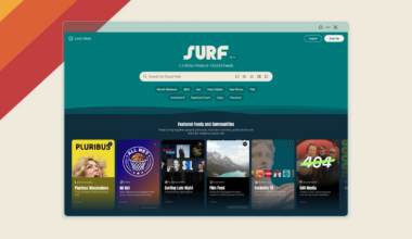 screen cap of the home page of the surf beta search engine