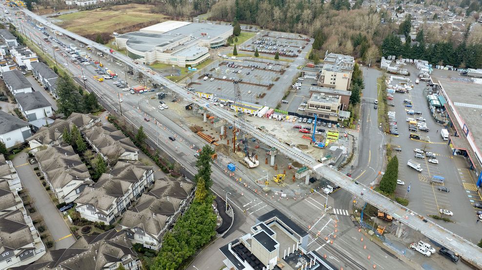 surrey langley skytrain construction february 2026