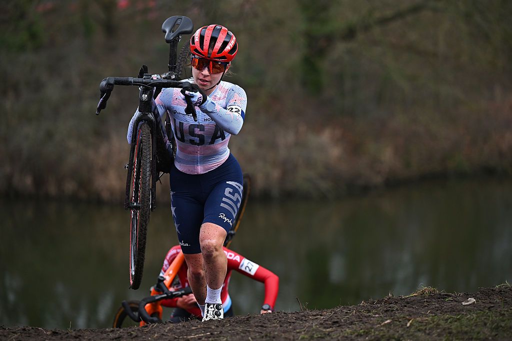 Katherine Sarkisov of United States competes during 77th UCI Cyclo-Cross World Championships 2026