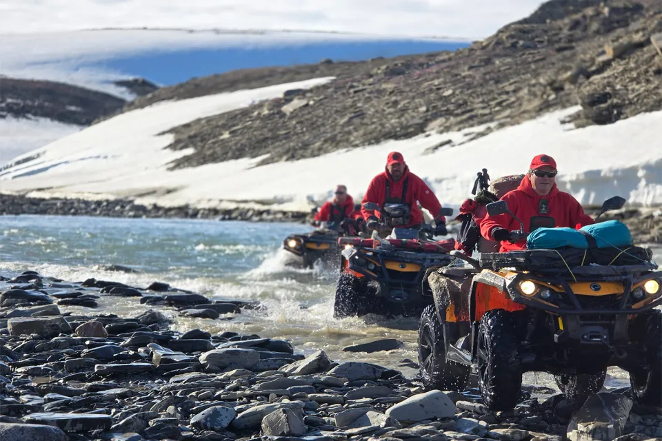 Whitney Lackenbauer, right, with Canadian Rangers on Operation Nanook-Takuniq in 2025, in a photo published to his website.