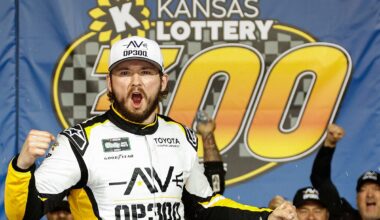 Taylor Gray holds back Sheldon Creed to win NASCAR O'Reilly race at Kansas