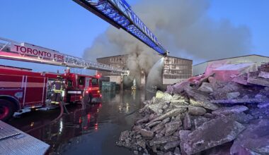 80 firefighters battle 3-alarm industrial fire in Etobicoke