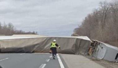 No injuries after transport truck collides with SUV on Highway 403: ‘Truly a miracle’