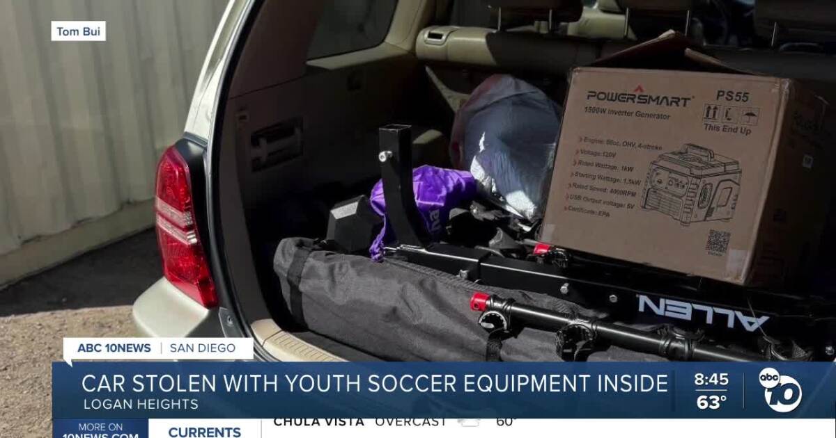 Local youth soccer coach says car was stolen with equipment for the team inside