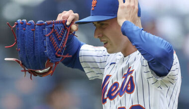 NEW YORK, NEW YORK - APRIL 30: Pitcher Luke Weaver #30 of the New York Mets walks to the dugout during the eighth inning of a game against the Washington Nationals at Citi Field on April 30, 2026 in the Queens borough of New York City.