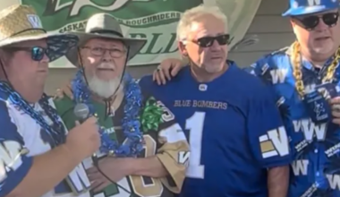 Legendary CFL and Saskatchewan Roughriders fan Wayne Kuntz receives support after house fire