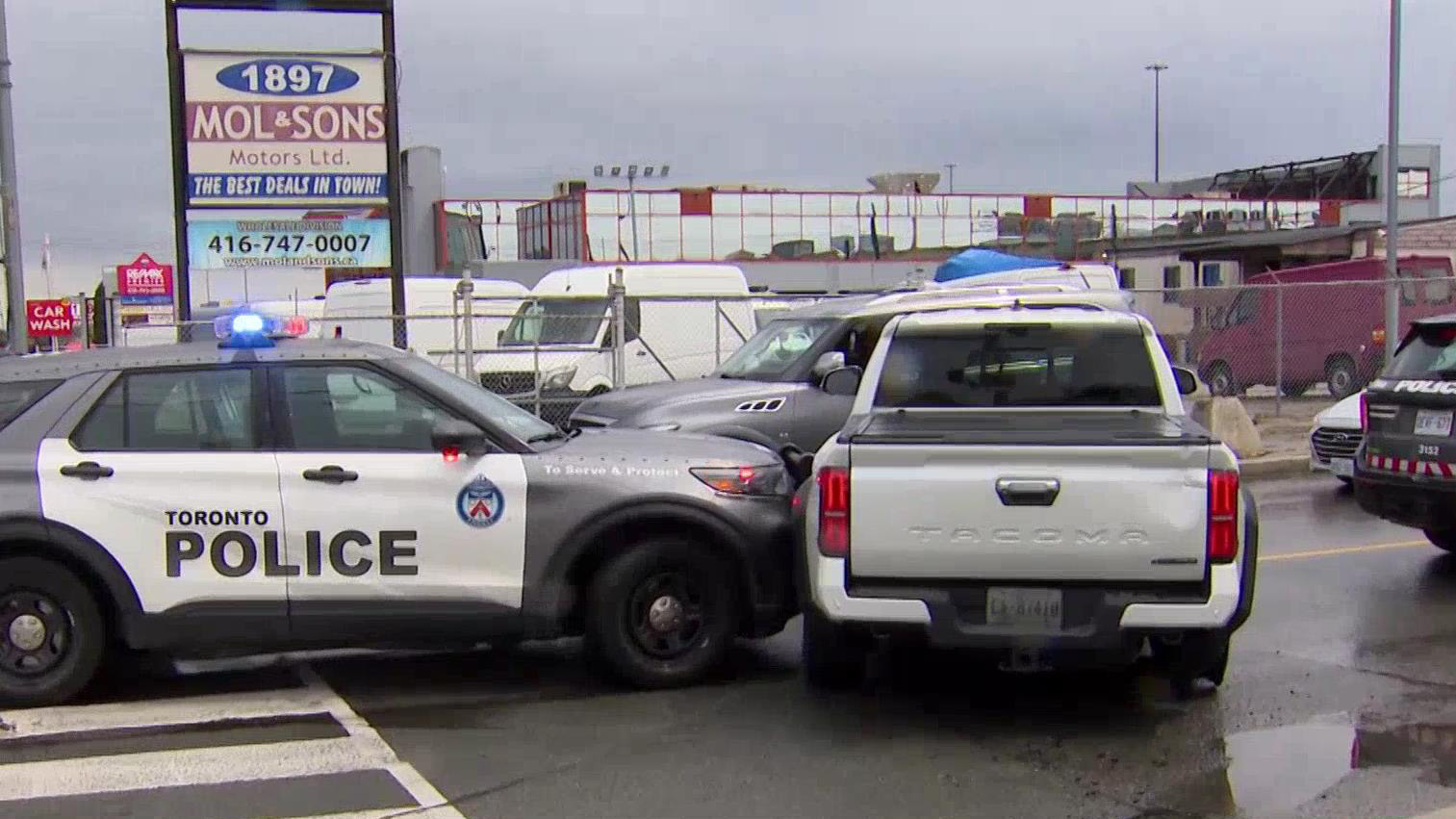 2 in custody after dramatic takedown involving stolen pickup truck in west end