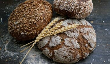 Artisanal bread with seeds and flour dust.