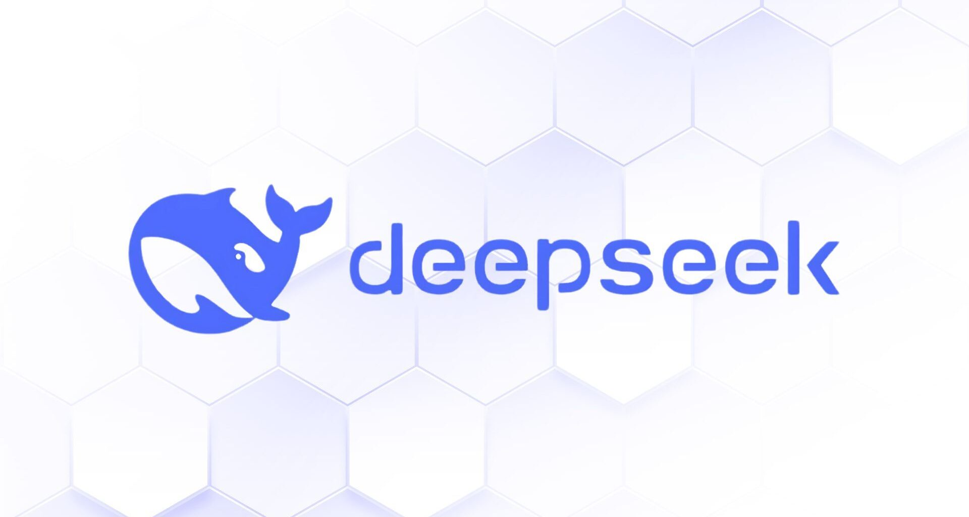 The DeepSeek logo against a hexagonal textured background