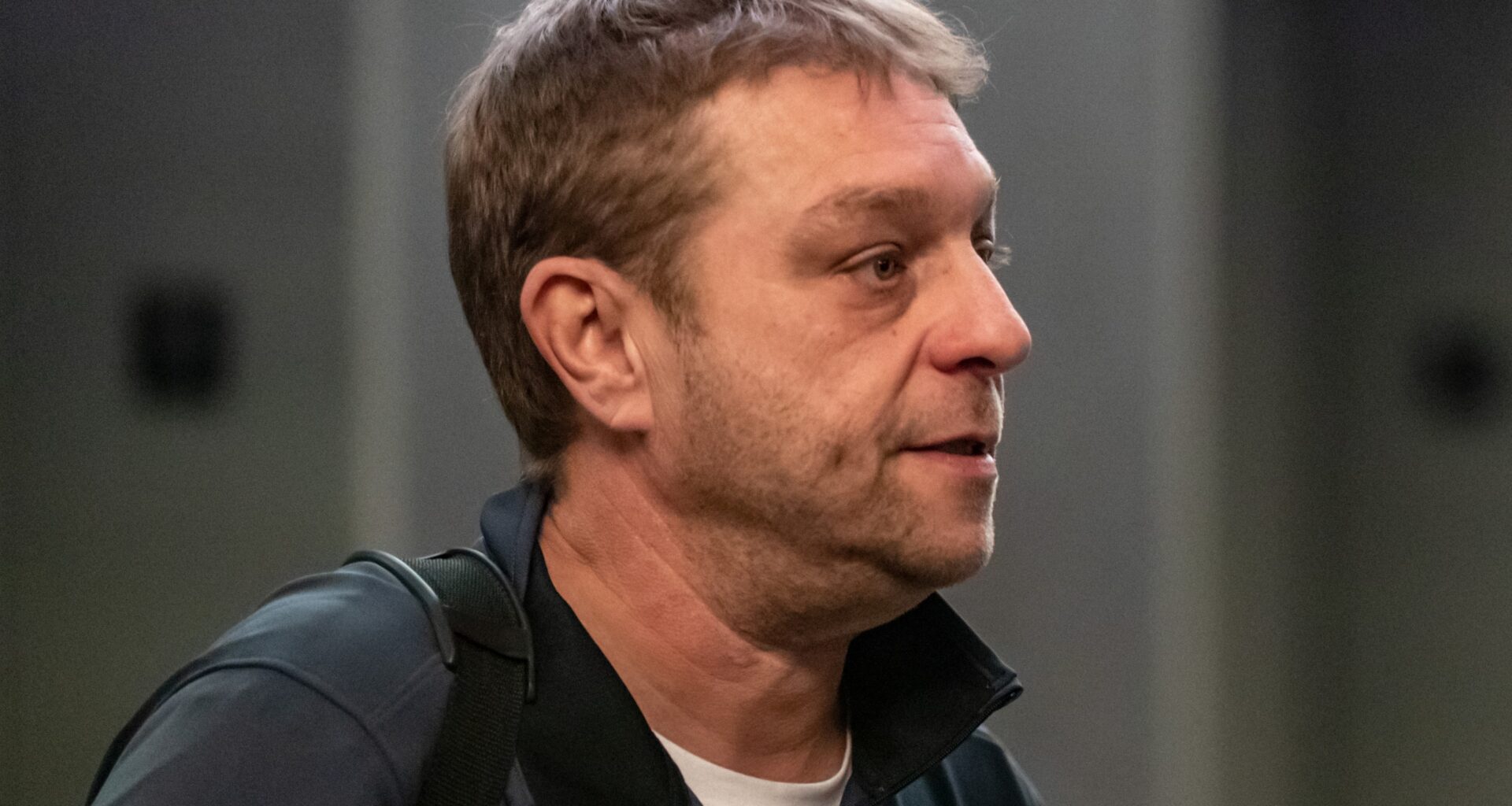 A close-up of Glen Crossley at the Montreal courthouse.