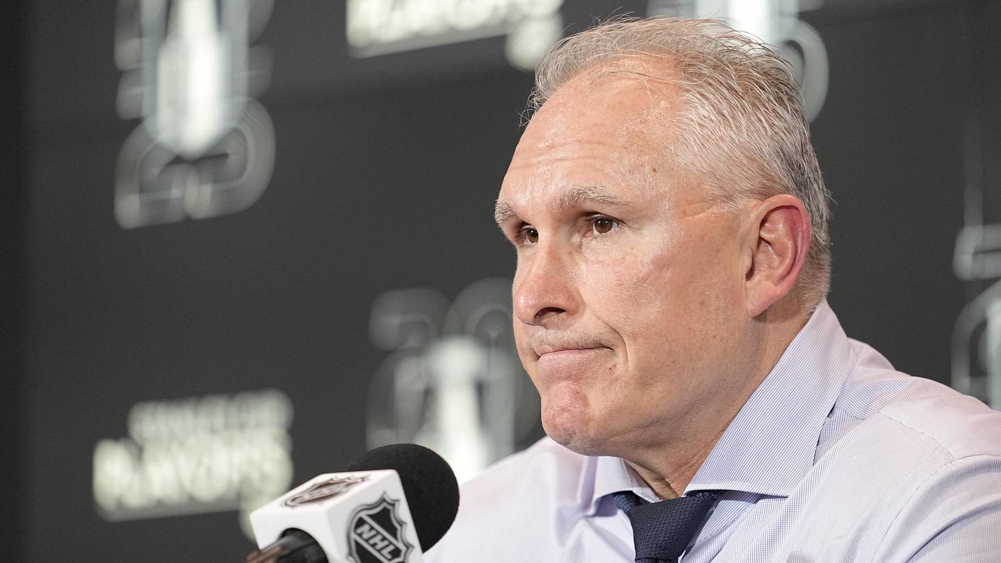 May 5, 2025; Toronto, Ontario, CAN; Toronto Maple Leafs head coach Craig Berube during a post game press conference following game one in the second round of the 2025 Stanley Cup Playoffs against the Florida Panthers at Scotiabank Arena. Mandatory Credit: John E. Sokolowski-Imagn Images