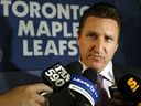 Former Toronto Maple Leafs general manager John Ferguson Jr. speaks to reporters before the first round of the NHL Draft in 2007.