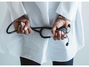 A stethoscope is pictured here.