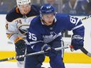 Semyon Der-Arguchintsev of the Toronto Maple Leafs skates against the Buffalo Sabres during a pre-season game in 2018.