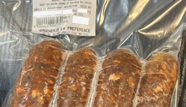 Sausages in clear plastic package
