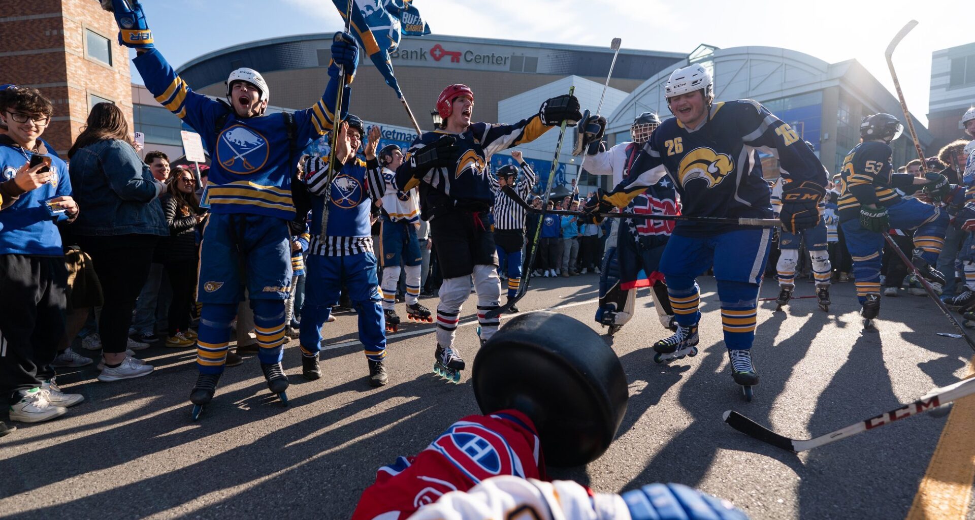 Sabres fans cheering