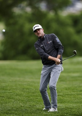 Taylor Pendrith of Canada plays a shot on the 18th hole during the second round of the PGA Championship at Aronimink Golf Club on May 15, 2026 in Newtown, Pa.