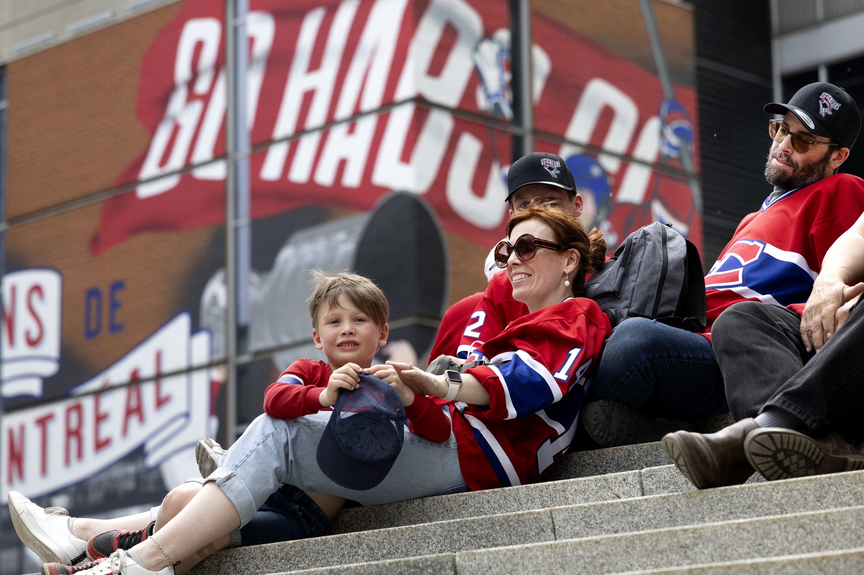 Some Canadiens fans get to outdoor viewing area early. 