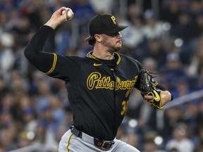 Paul Skenes of the Pittsburgh Pirates pitches against the Toronto Blue Jays during an MLB game at the Rogers Centre on May 23, 2026 in Toronto.