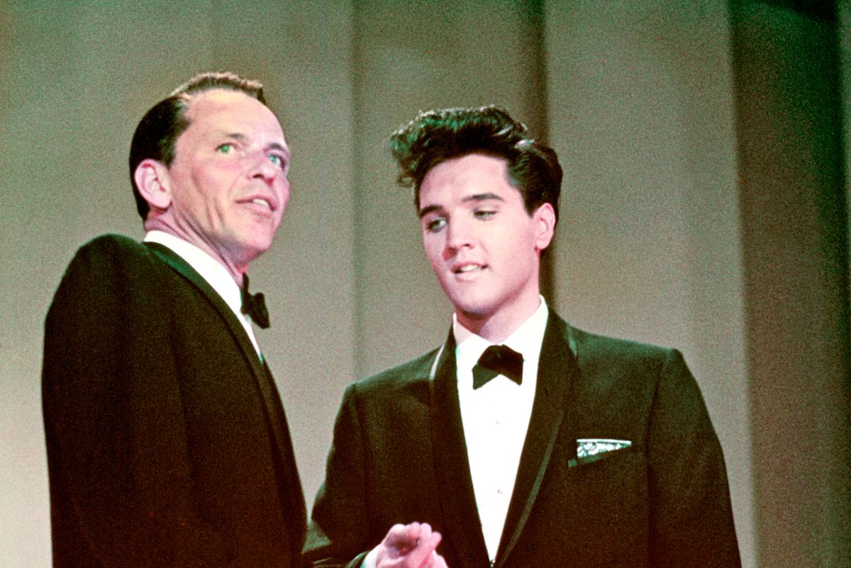 Welcome Home Elvis - Season Two - 5/12/60, Frank Sinatra (left) welcomed special guest star Elvis Presley (right) home from the army. A highlight from the show featured a medley by Sinatra and Presley of each other's songs