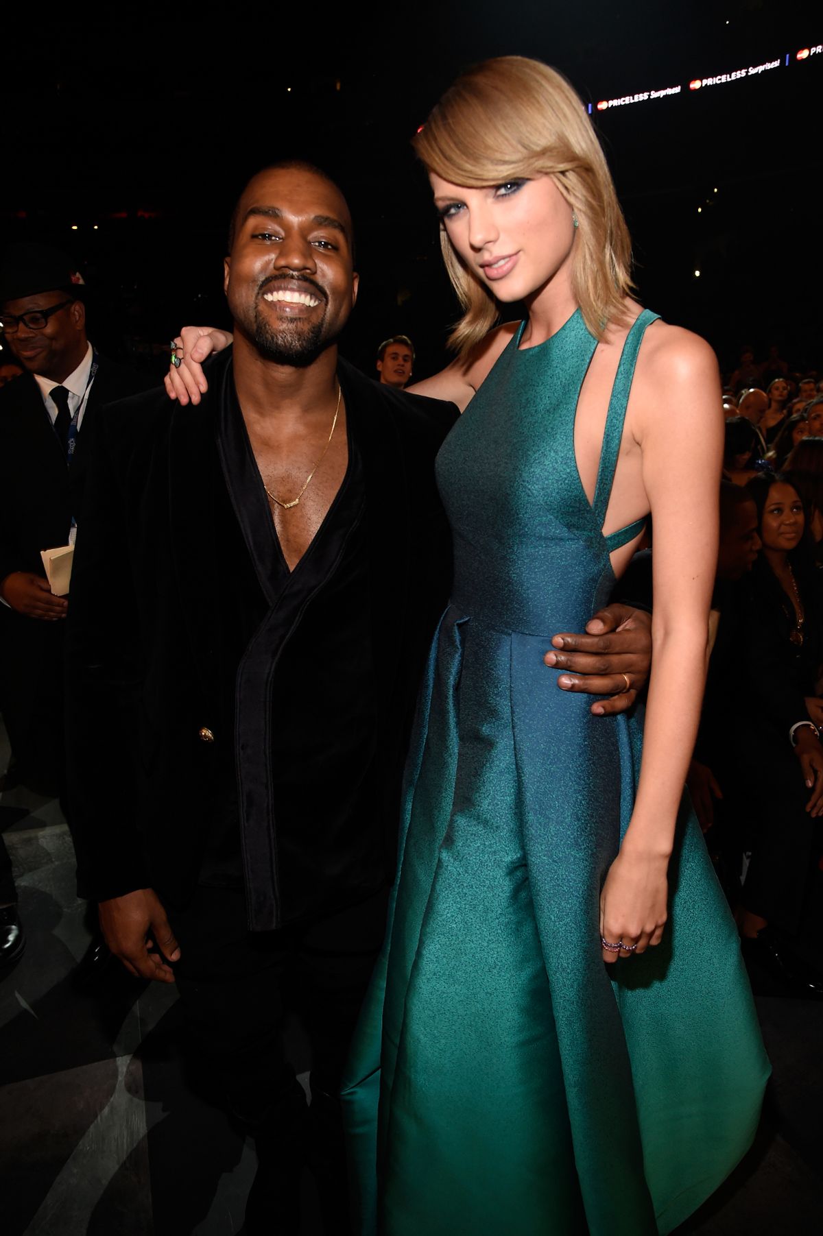 Kanye West and Taylor Swift attend The 57th Annual GRAMMY Awards at STAPLES Center on February 8, 2015 in Los Angeles, California