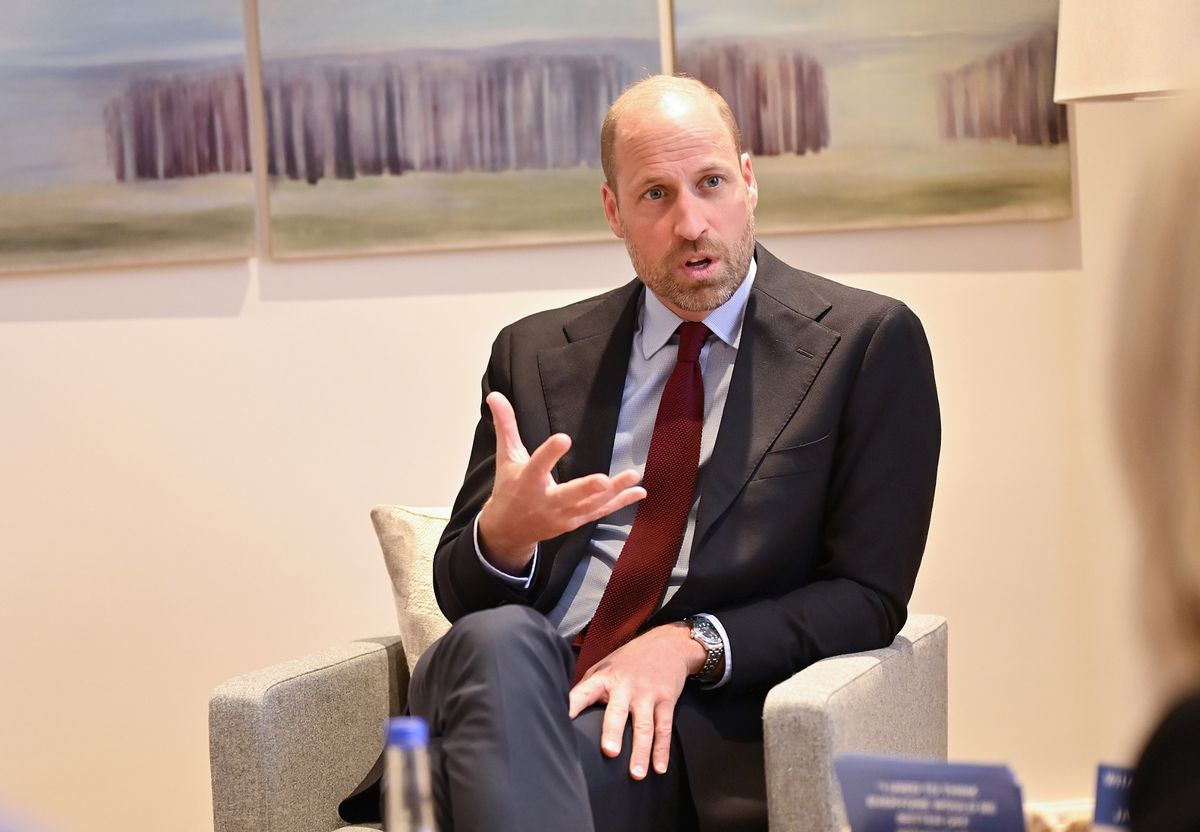 Prince William sitting in a chair talking at the launch of the centre in Birmingham