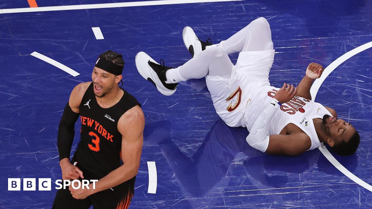 New York Knicks player Josh Hart celebrates during his side's win against the Cleveland Cavaliers