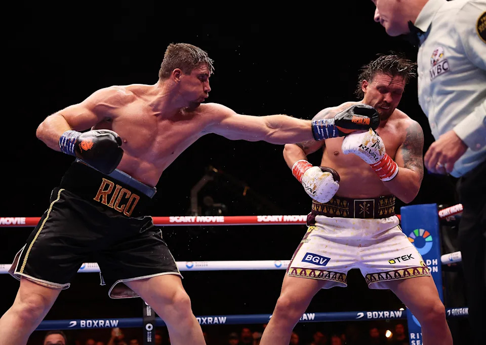 CAIRO, EGYPT - MAY 23: Oleksandr Usyk v Rico Verhoeven, WBC World Heavyweight Title during the Glory in Giza - Fight Night at The Pyramids Of Giza, on May 23, 2026 in Cairo, Egypt. (Photo by Mark Robinson/Getty Images).