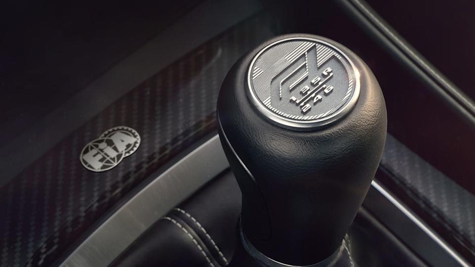 2026 Cadillac CT5-V Blackwing F1 Collector Series Edition 3D printed shifter medallion detail shot.