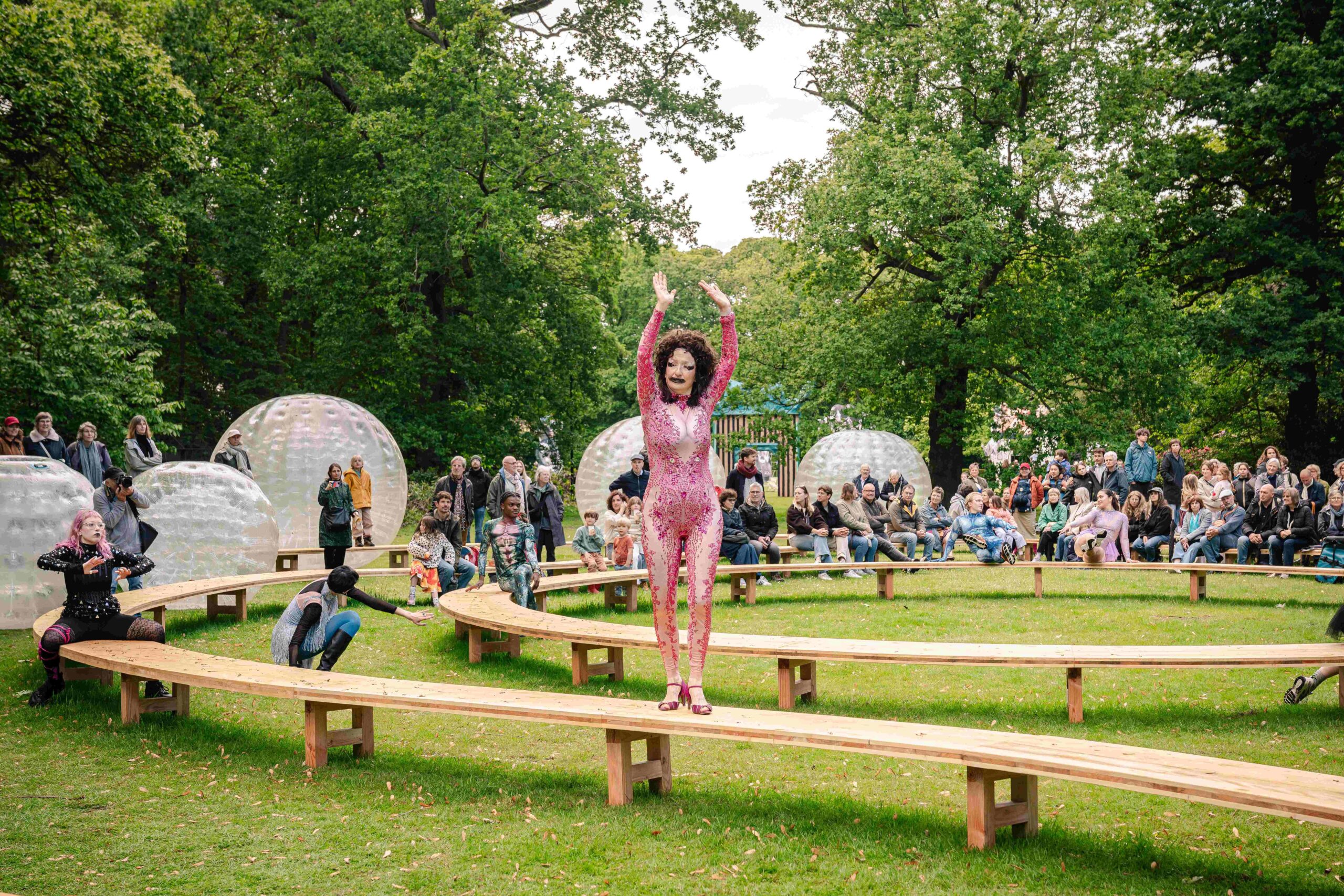 monster chetwynd’s pink salamanders create a playful portal to another world in antwerp - 2