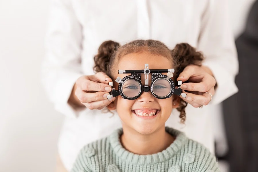 Young girl getting her eyesight checked