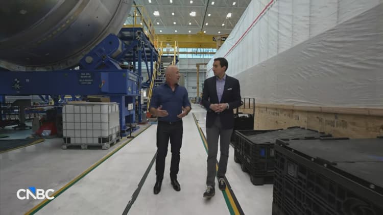 Blue Origin founder Jeff Bezos gives CNBC a tour of his Rocket Park factory