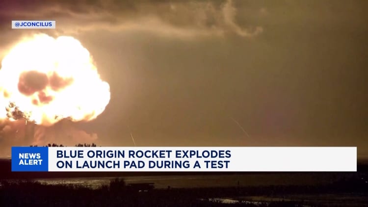 Blue Origin rocket explodes on launchpad during test
