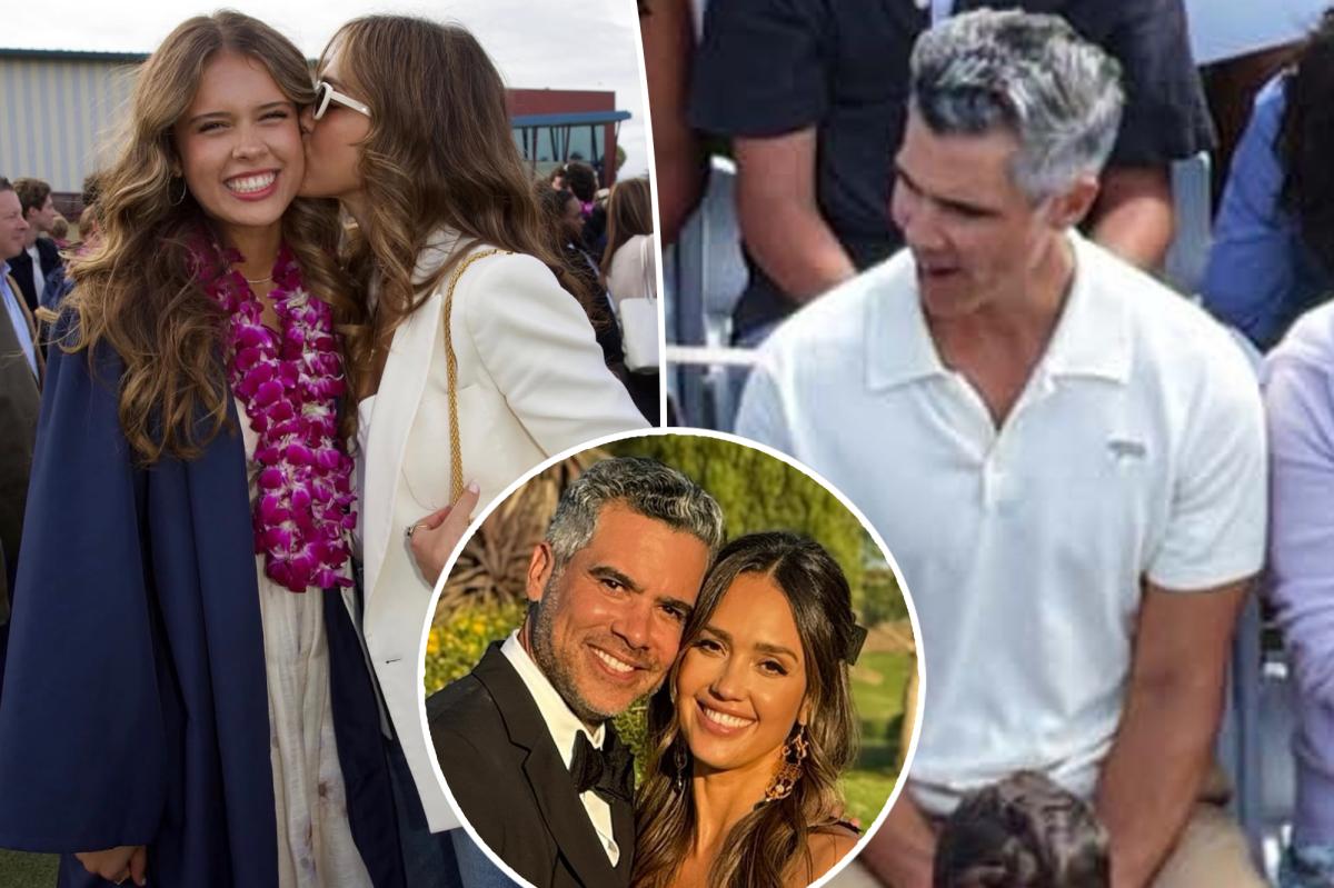 Jessica Alba, Cash Warren keep their distance at daughter's graduation