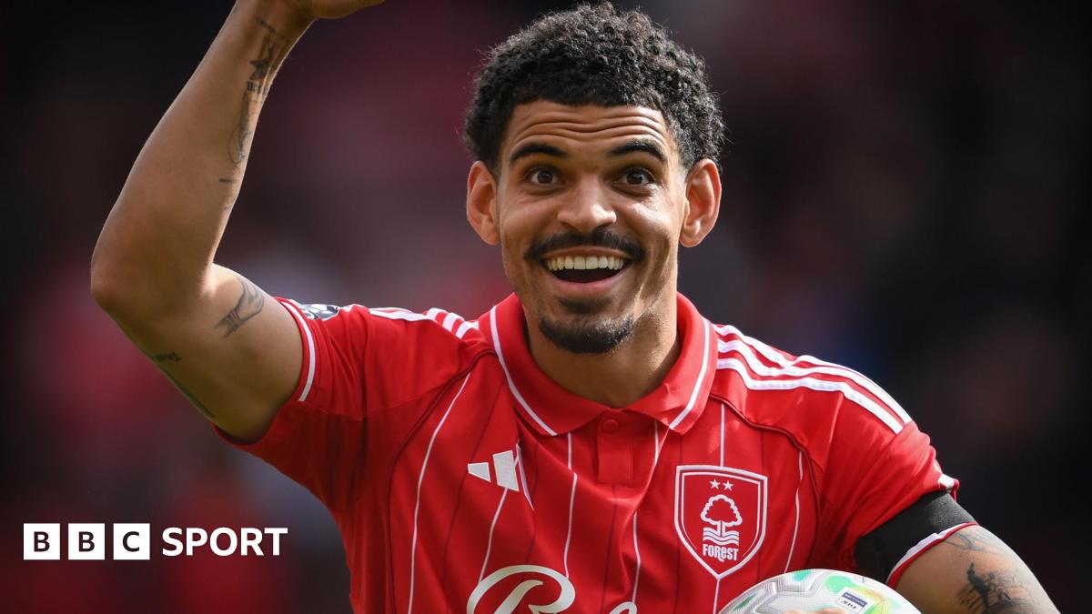 Morgan Gibbs-White celebrates scoring a hat-trick against Burnley