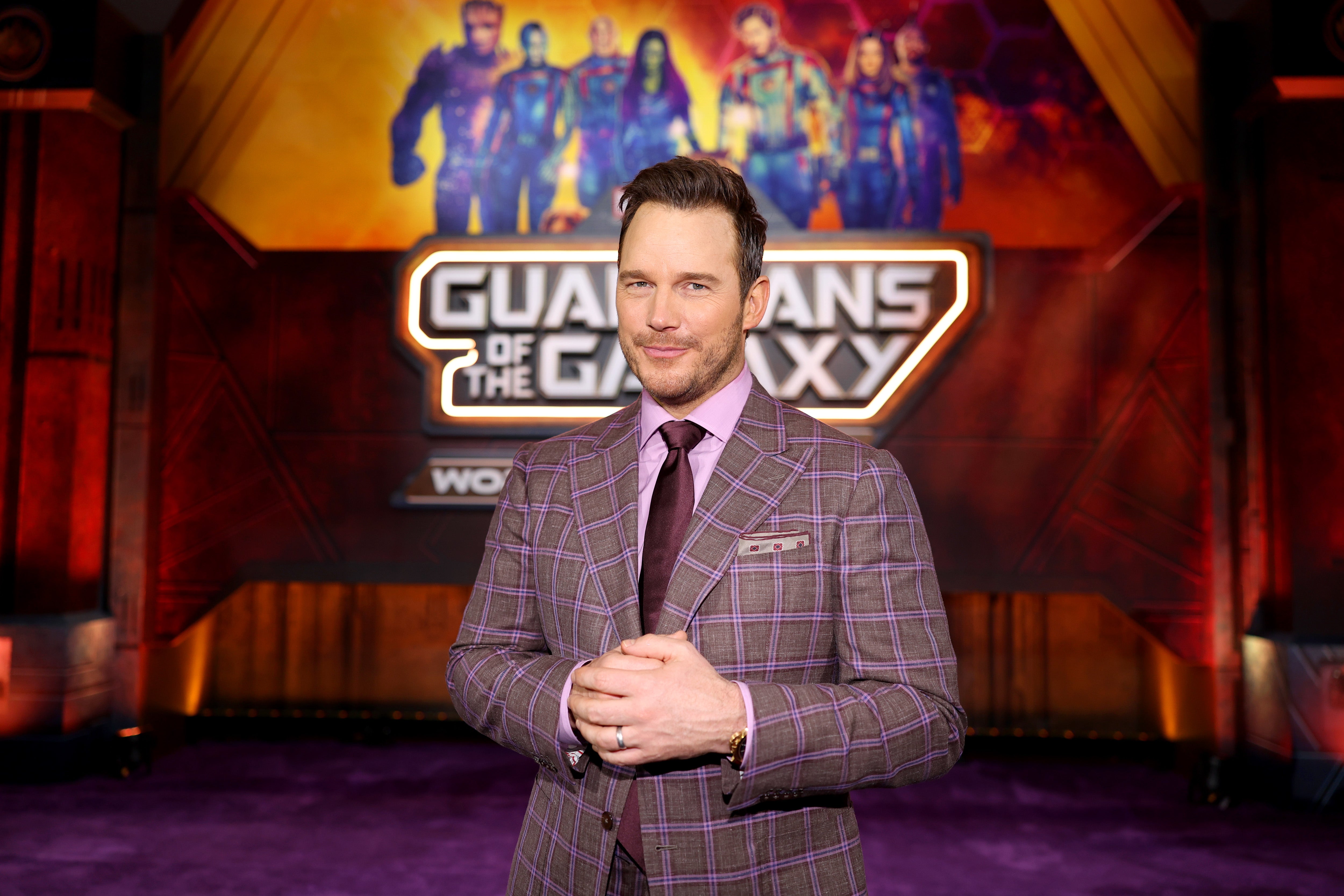 Chris Pratt attends the ‘Guardians of the Galaxy Vol. 3’ World Premiere at the Dolby Theatre in Hollywood, California on April 27, 2023.