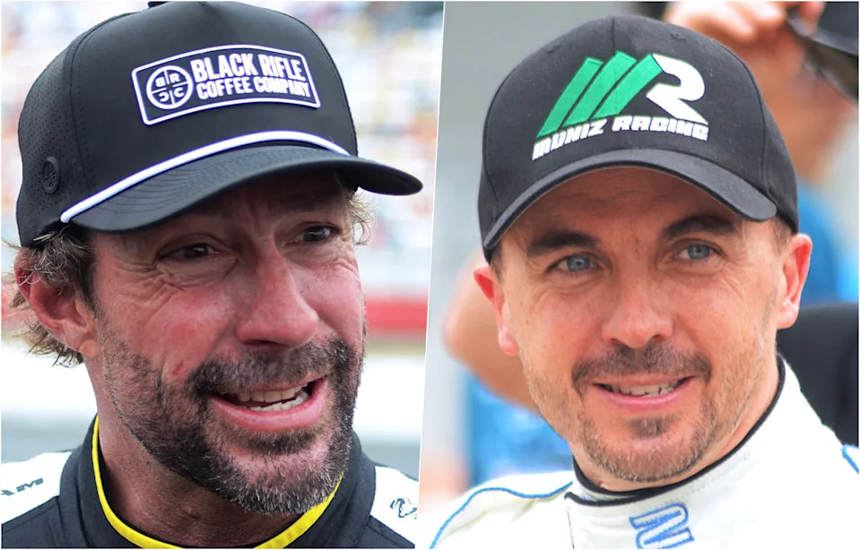Travis Pastrana and Frankie Muniz after racing in the North Carolina Education Lottery 200 in NASCAR's Craftsman Truck Series on Sunday, May 24, 2026 at Charlotte Motor Speedway in Concord, North Carolina.