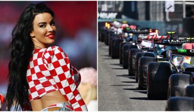 Cameraman gets caught risking it all to film World Cup's 'sexiest fan' in the Formula 1 paddock
