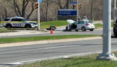 Motorcyclist in serious condition after collision with car in Ottawa's west end