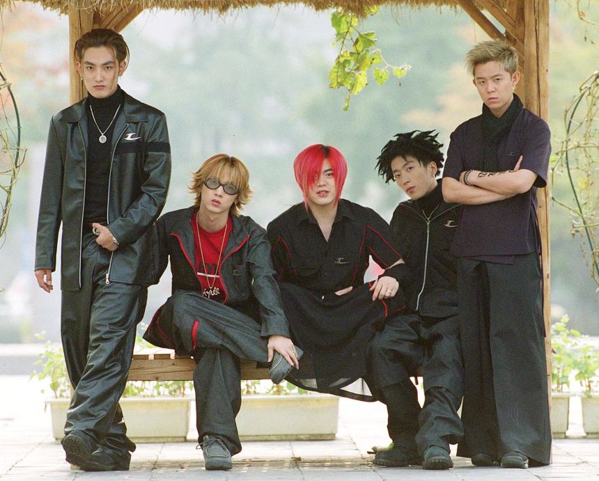 Boy band H.O.T. pose for a photograph in 2000 in South Korea.