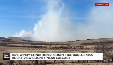 Dry, windy conditions prompt fire ban across Rocky View County near Calgary