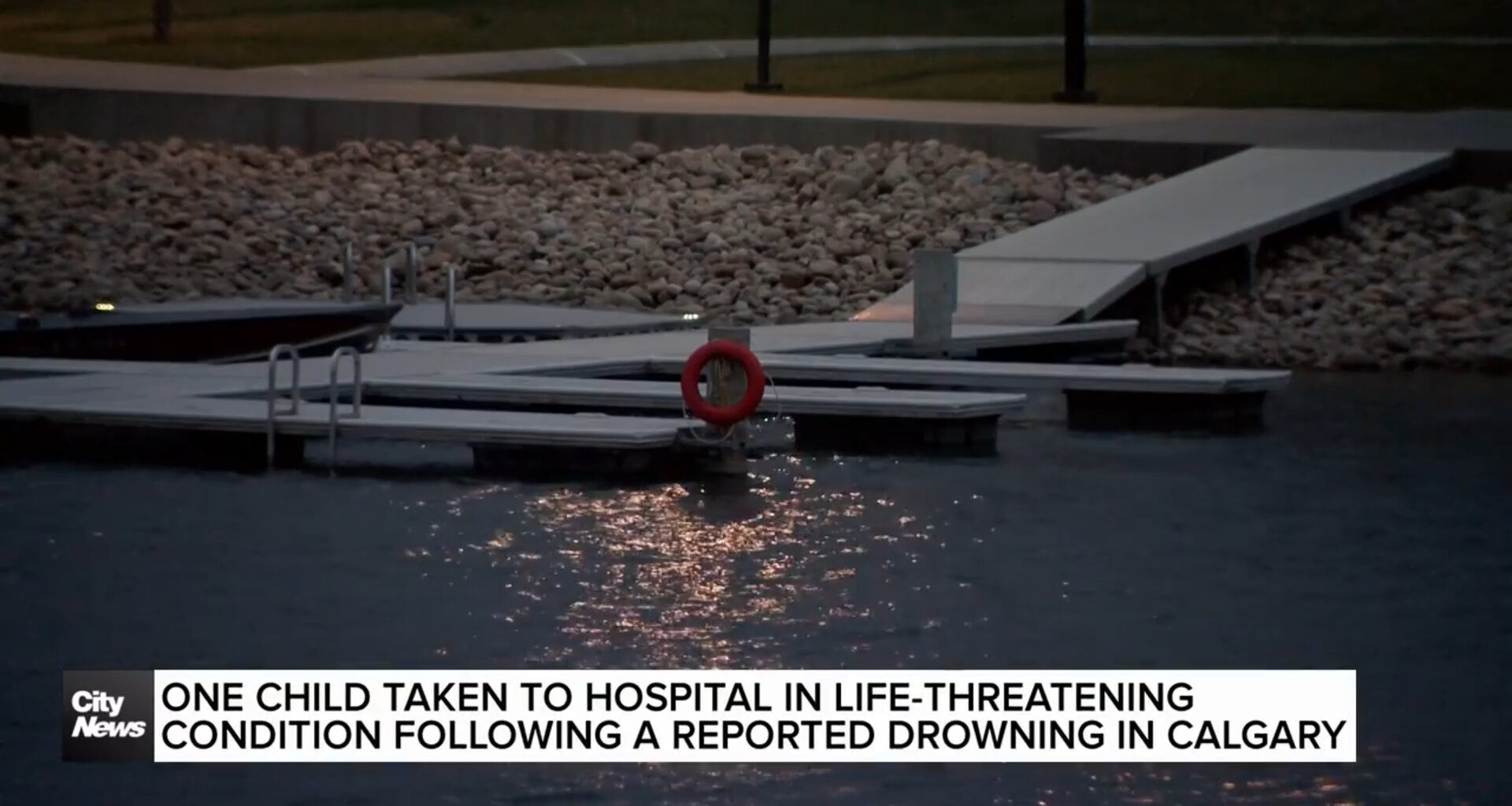One child taken to hospital in critical life-threatening condition following reports of a potential drowning in Mahogany Beach Calgary 