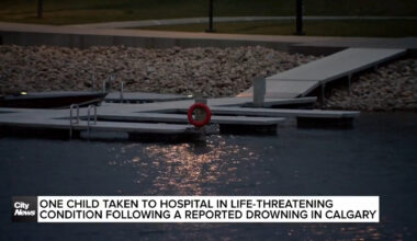 One child taken to hospital in critical life-threatening condition following reports of a potential drowning in Mahogany Beach Calgary 